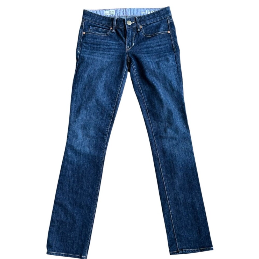 GAP Real Straight Dark Wash Blue Jeans. 0. 25.